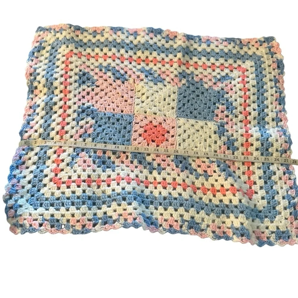 Vintage Handmade Colorful Baby Crochet Blanket